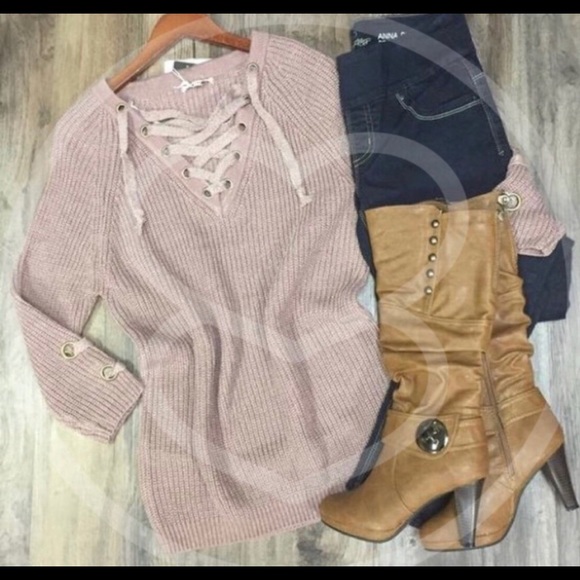 ALIA solid sweater tunic top - Picture 3 of 3